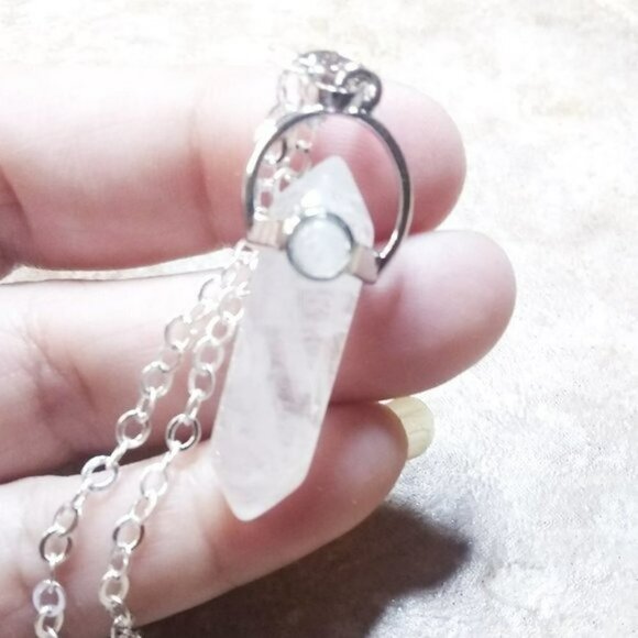 Terminated Point Crystal Quartz Pendant w. 20" Chain - Focus Meditations - Picture 11 of 14